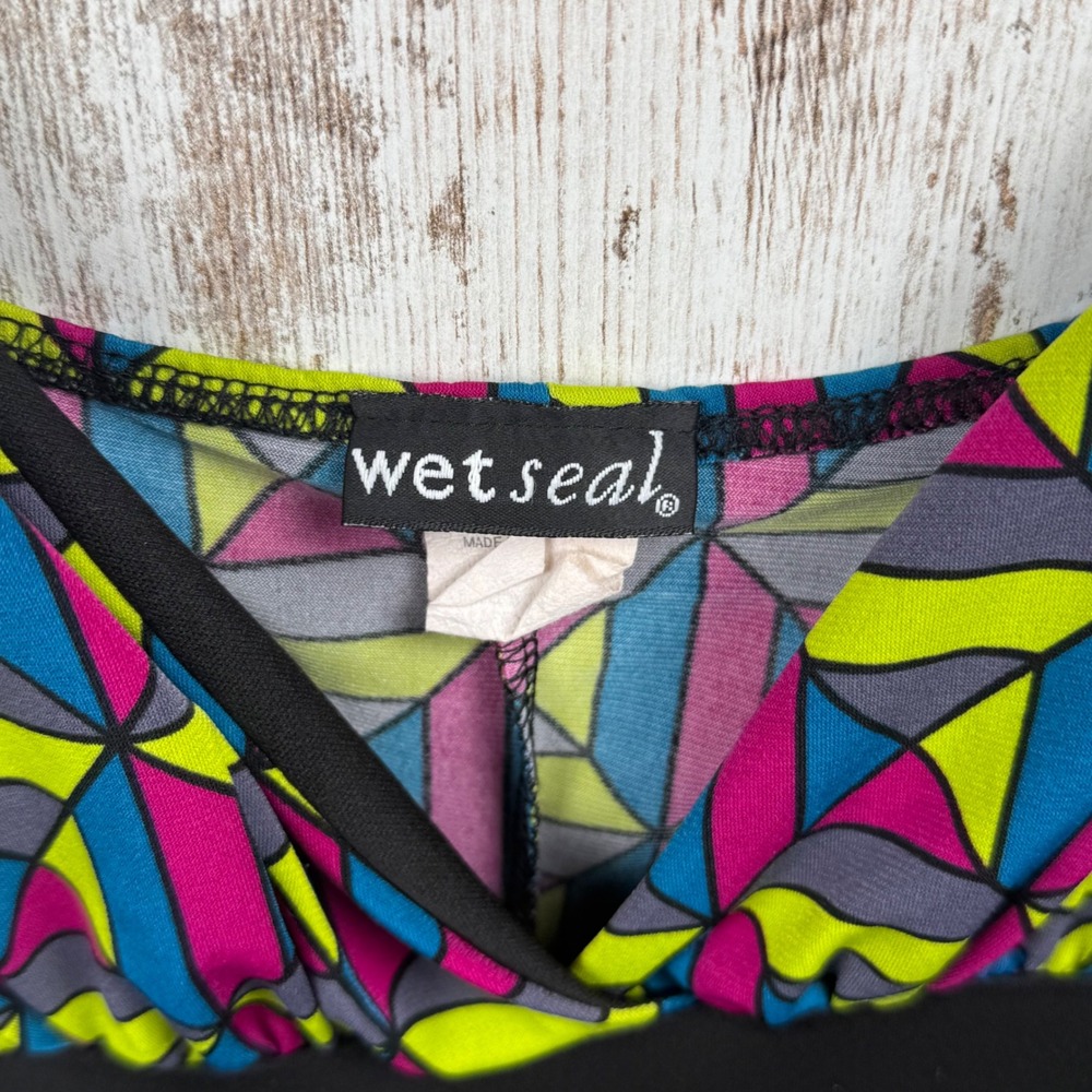 VTG Wet Seal Geometric Empire Waist Babydoll Cami Top Made in USA Y2K Large - Picture 5 of 8